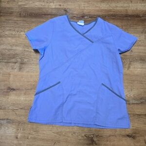 Scrubstar Women's Purple And Gray V-Neck Scrub Top Medium